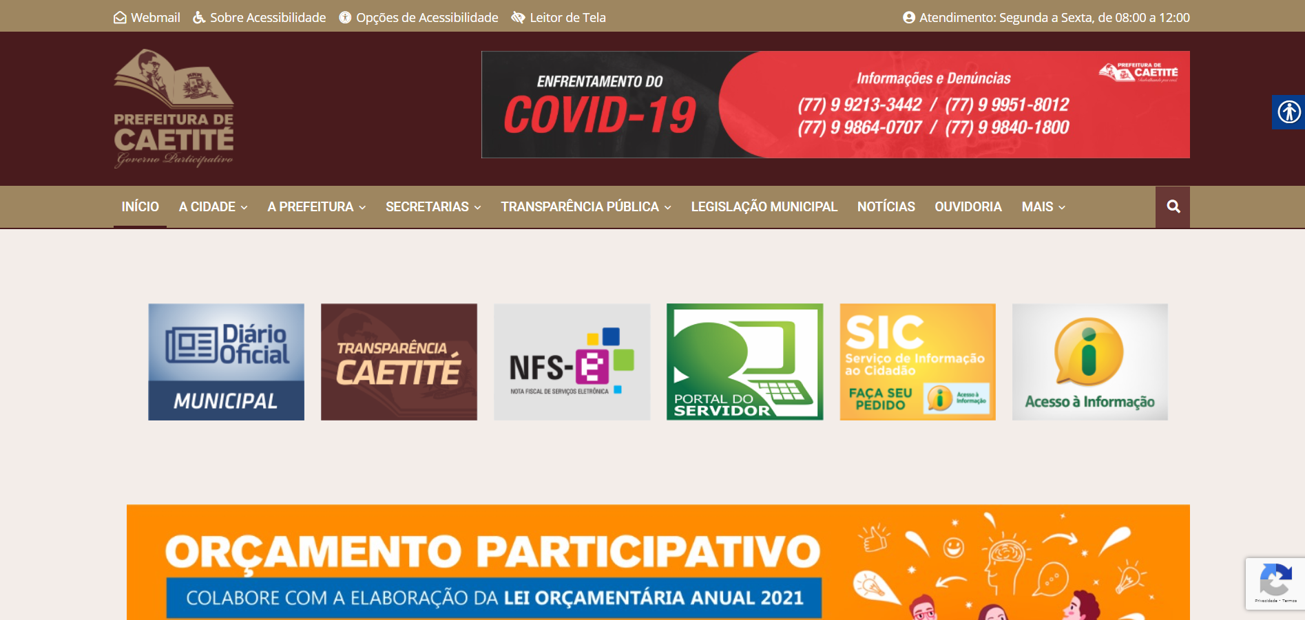 Website Prefeitura de Caetité - Governo Participativo